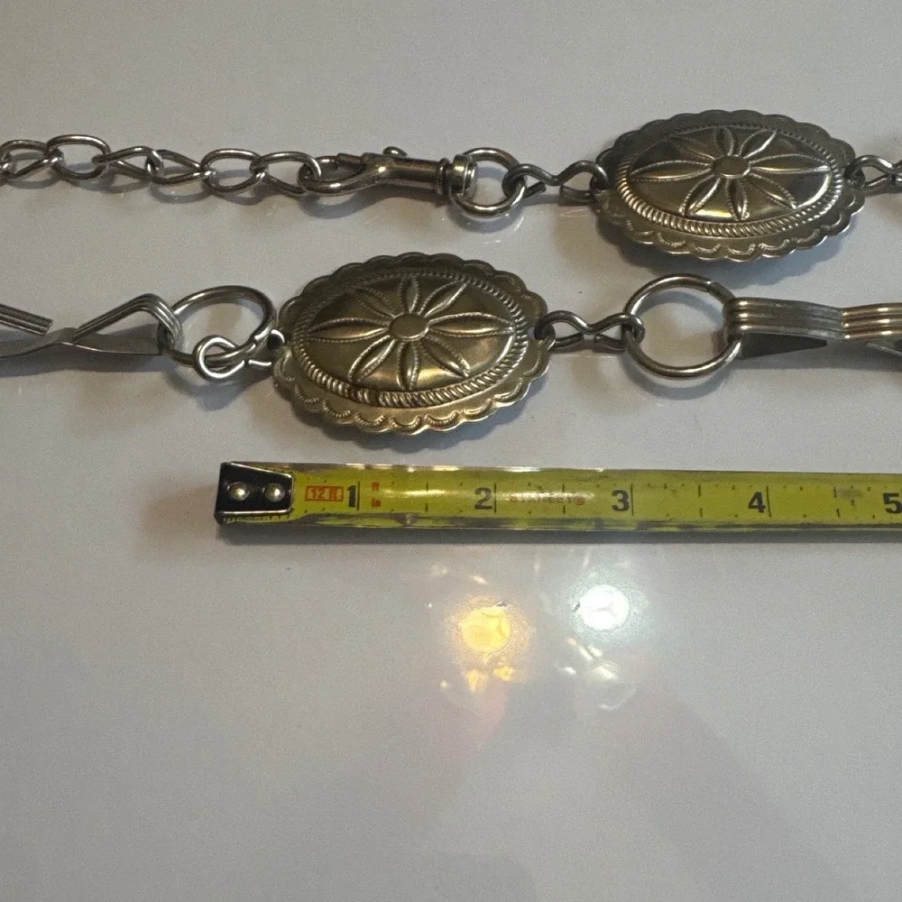 Concho Chain Belt Womens OS Silver Excellent Western Boho Sunburst